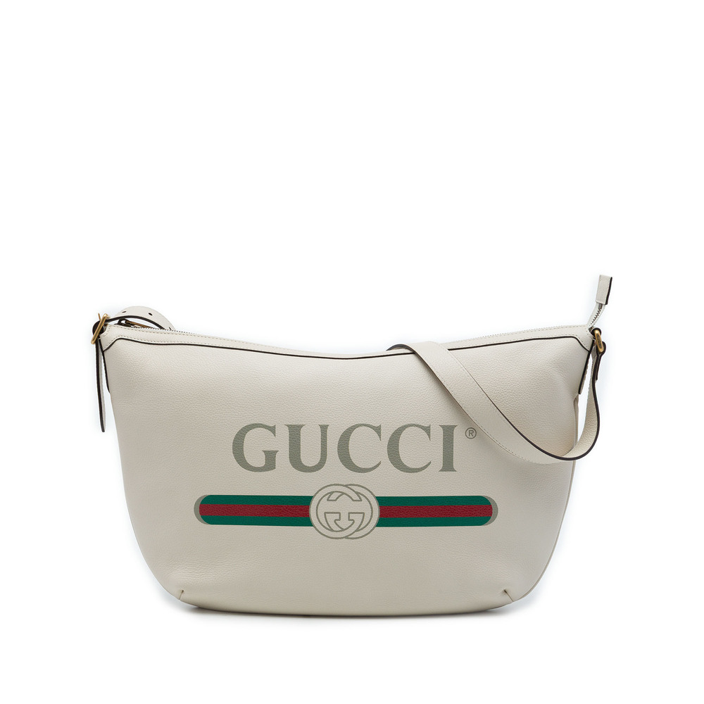 Pre-Loved Gucci Grained Calfskin Logo Half Moon Crossbody